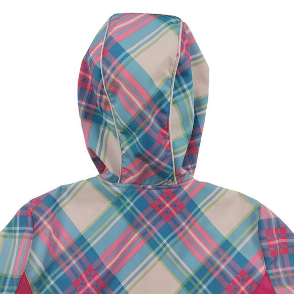 Snozu Hooded Jacket Girls Medium 10/12 Pink Blue Fleece Inside Full Zip Winter - Picture 7 of 11
